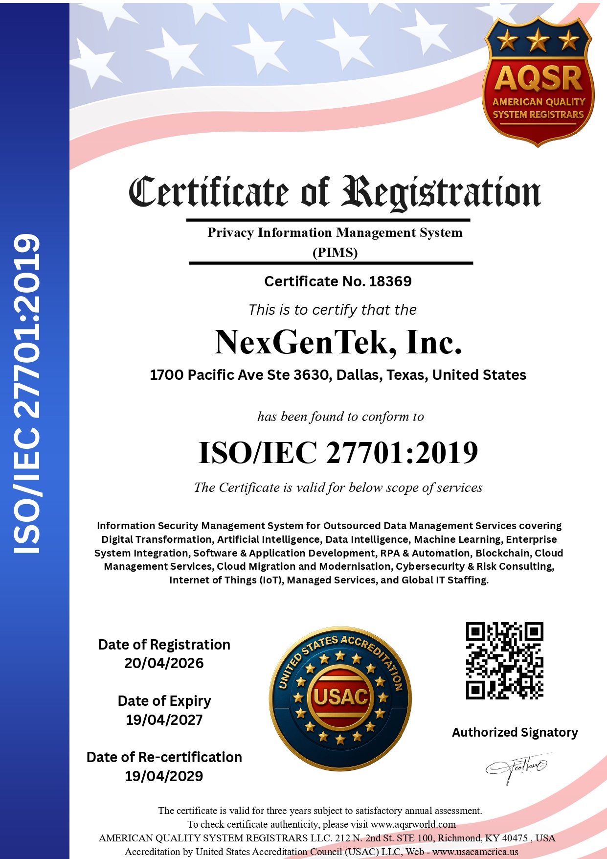 ISO 27701:2019 Privacy Information Management Certification